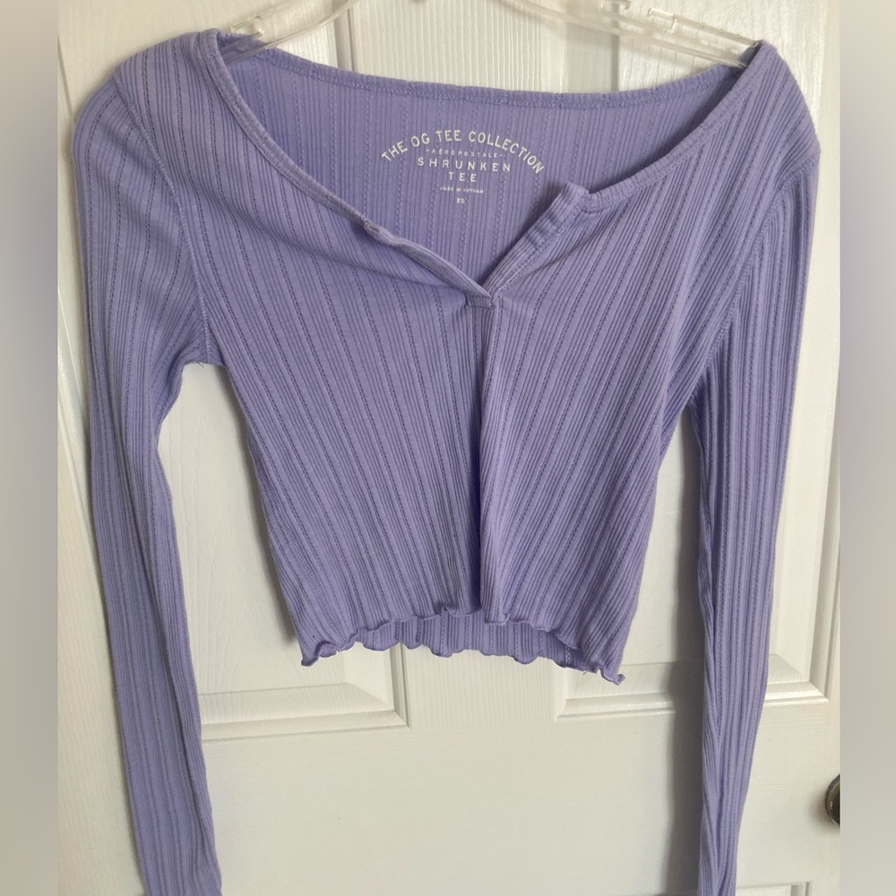 Lilac purple long sleeve cropped xs shirt